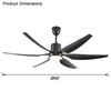 WOMO 5 Black Blade Large Ceiling Fan Lamp-WM5042 thumbnail