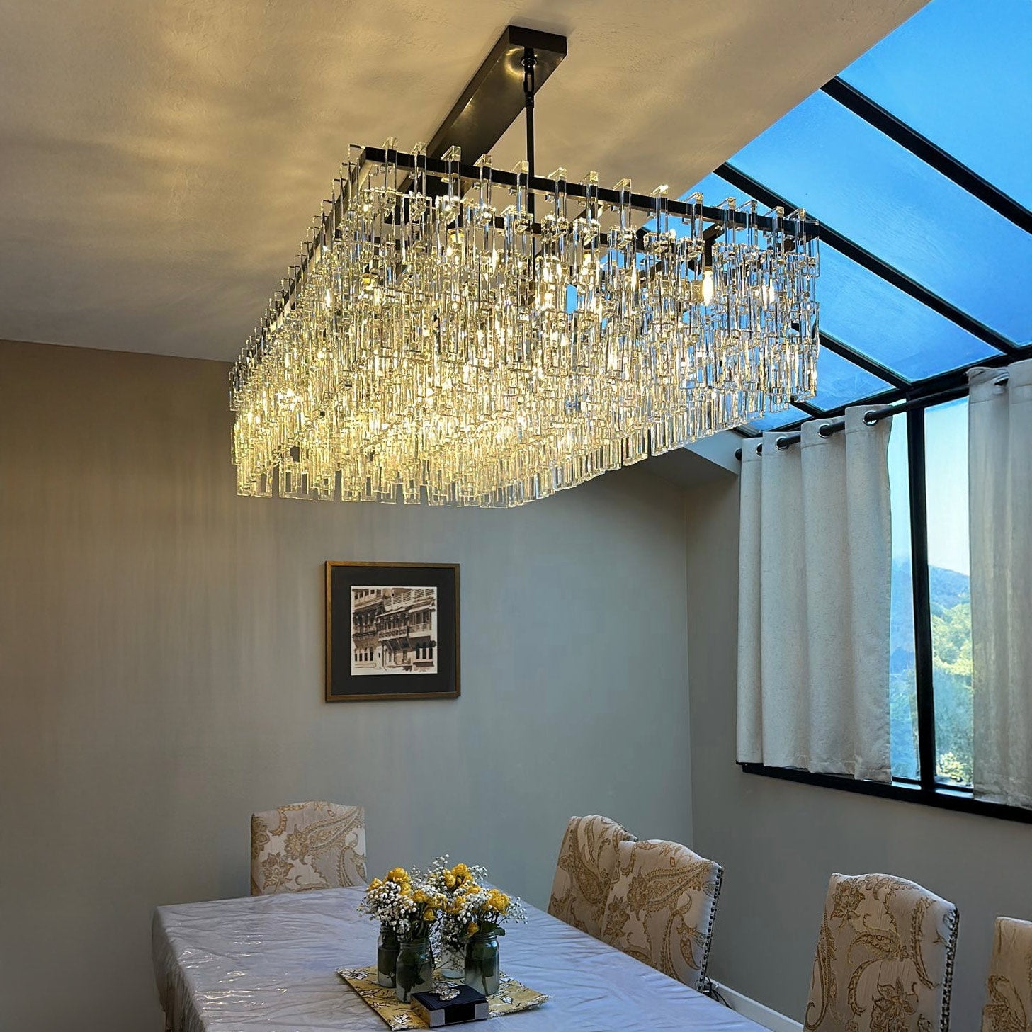 WOMO Chain Crystal Rectangular Chandelier - Marignan