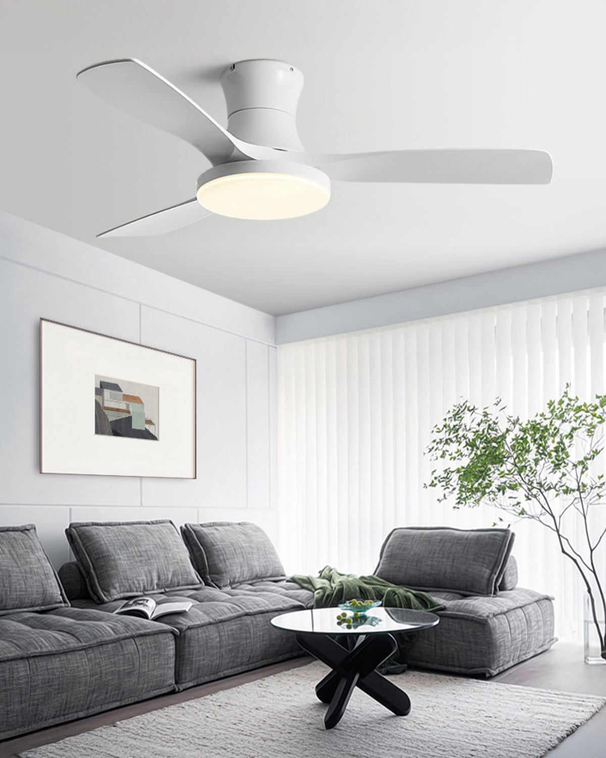 WOMO Modern Low Profile Ceiling Fan Lamp-WM5214