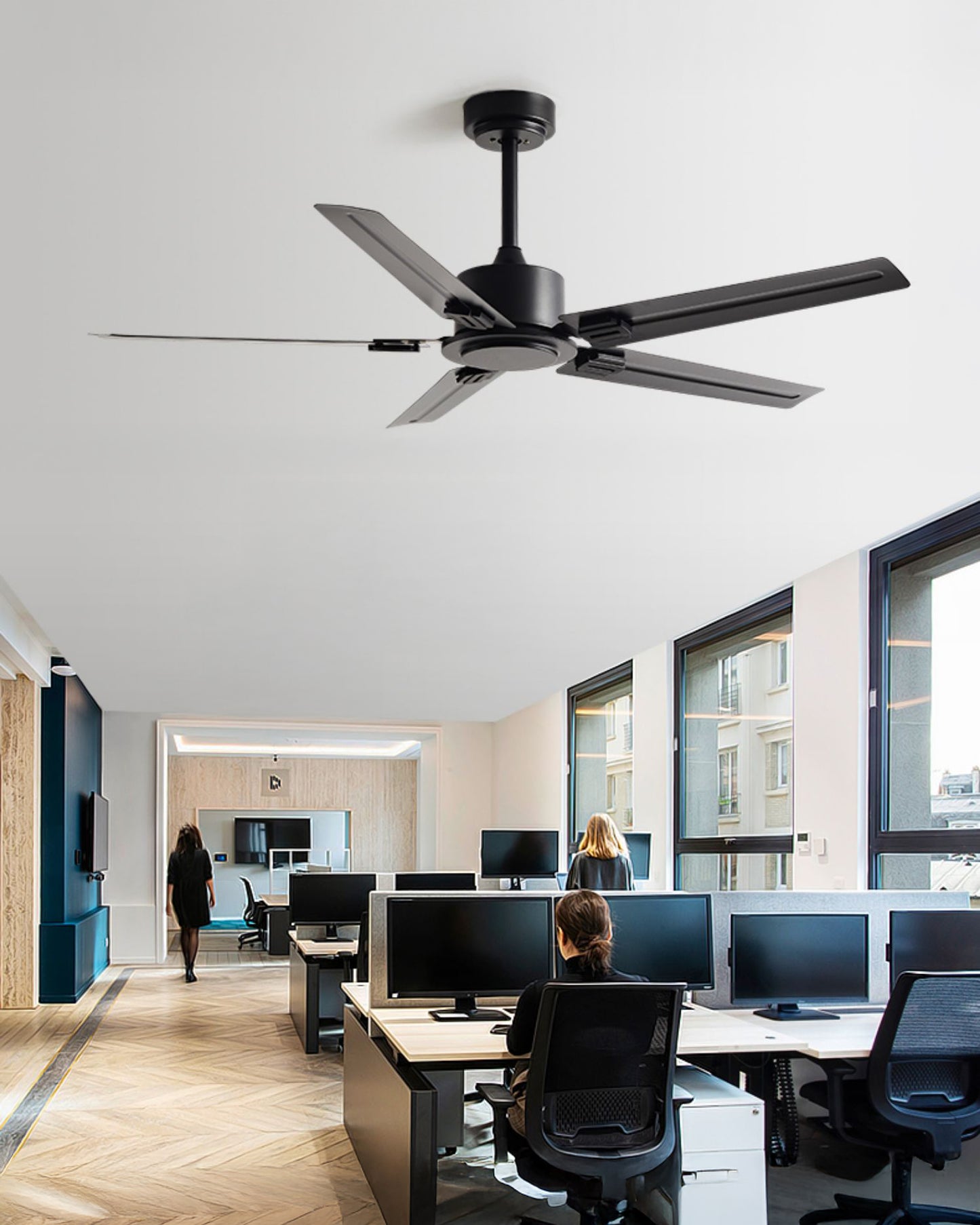 WOMO Industrial Metal Black Ceiling Fan-WM5217b