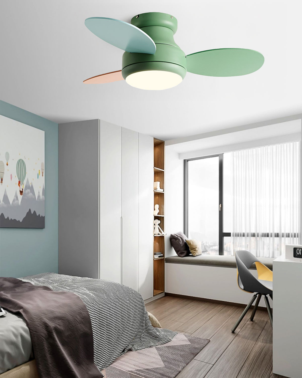WOMO 38 Inch Children Low Profile Ceiling Fan Lamp-WM5220