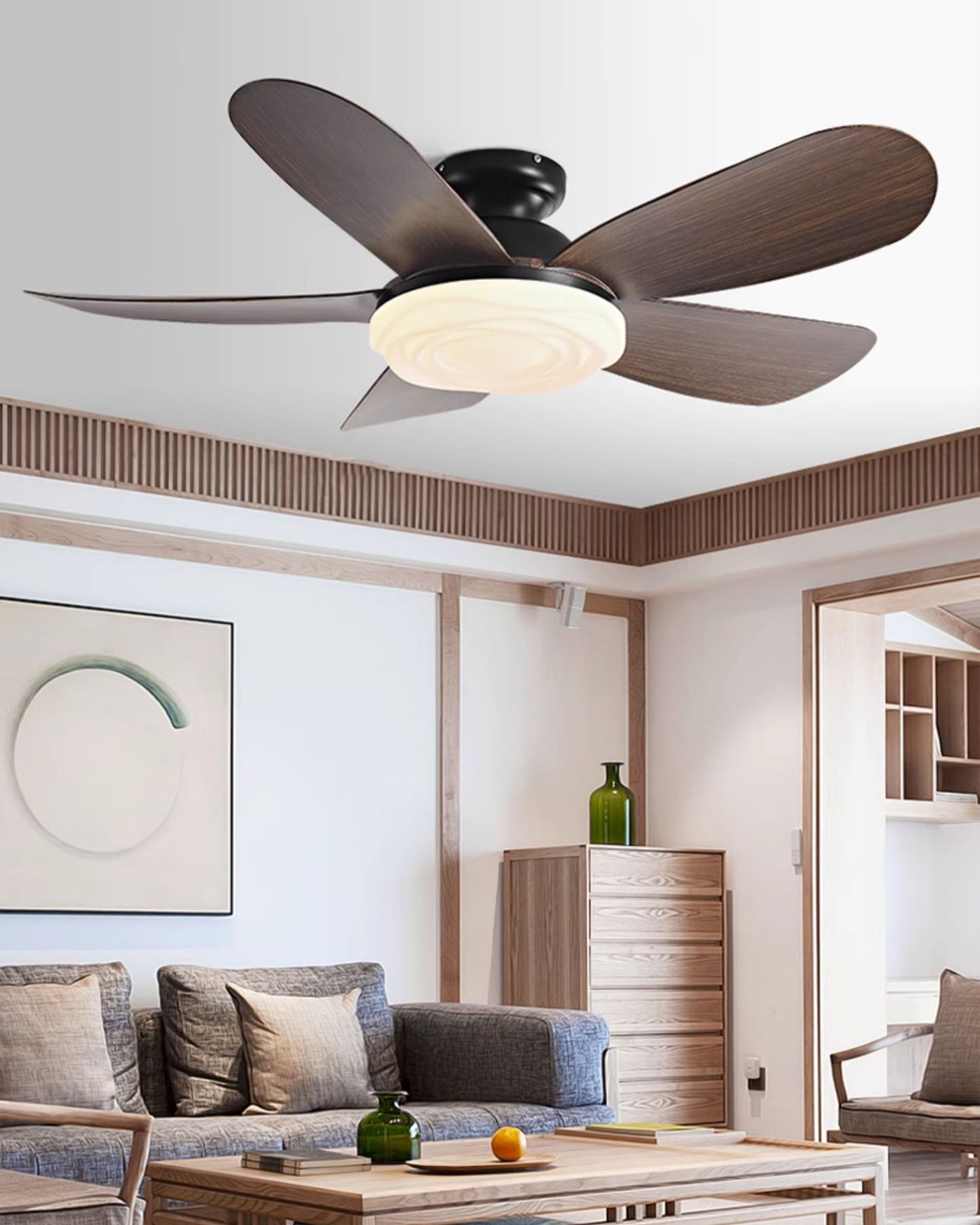 WOMO Modern Low Profile Ceiling Fan Lamp-WM5221