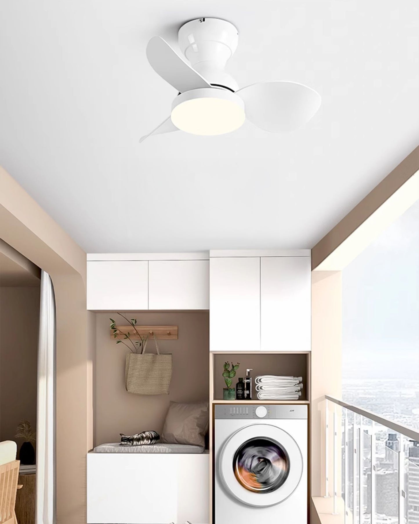 WOMO 22 Inch Small Low Profile Ceiling Fan Lamp - WM5229