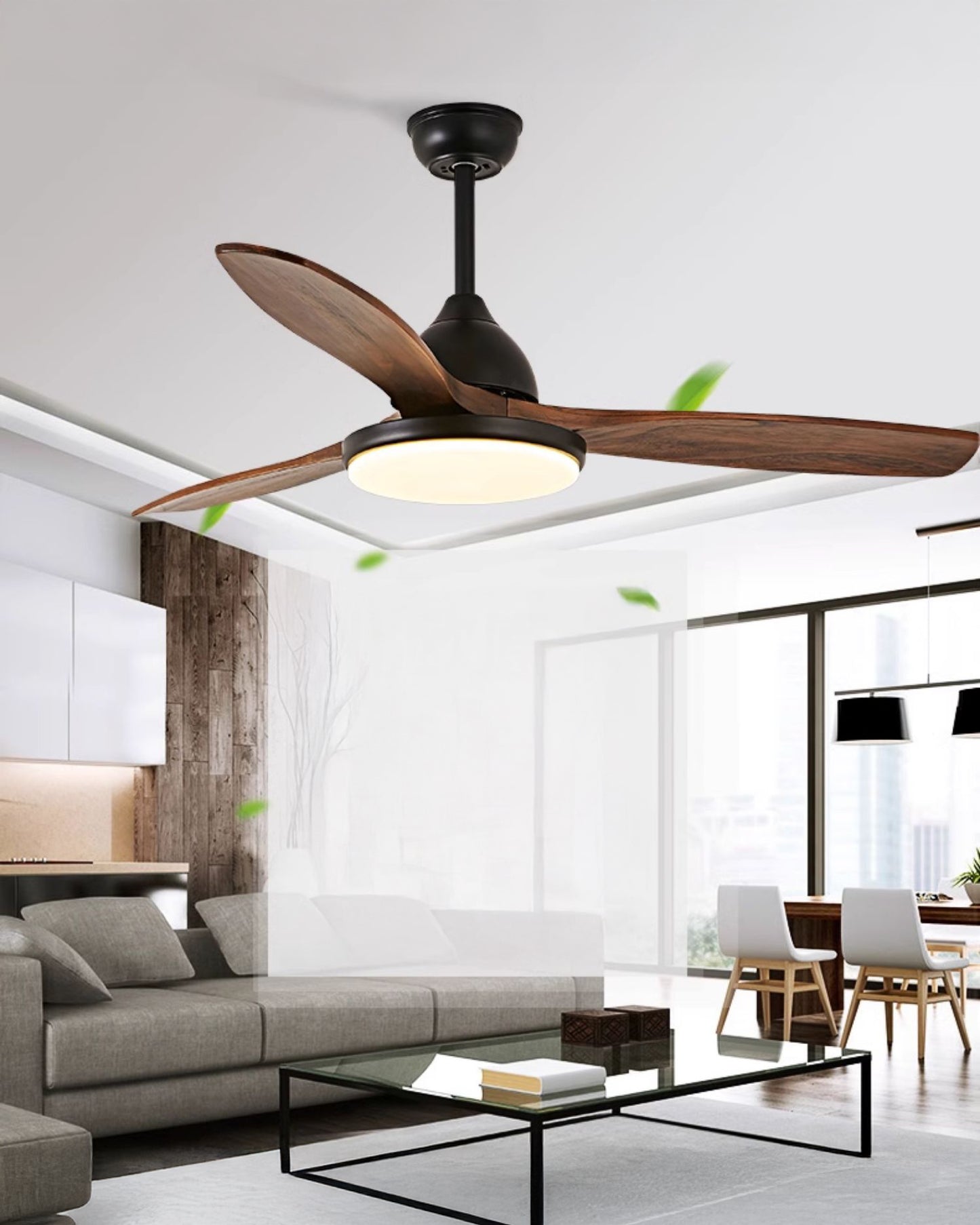 WOMO 3 Wood Blade Ceiling Fan Lamp - WM5242