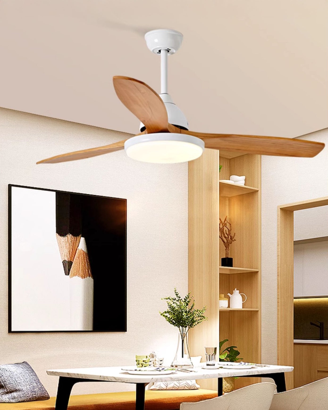 WOMO 3 Wood Blade Ceiling Fan Lamp - WM5242