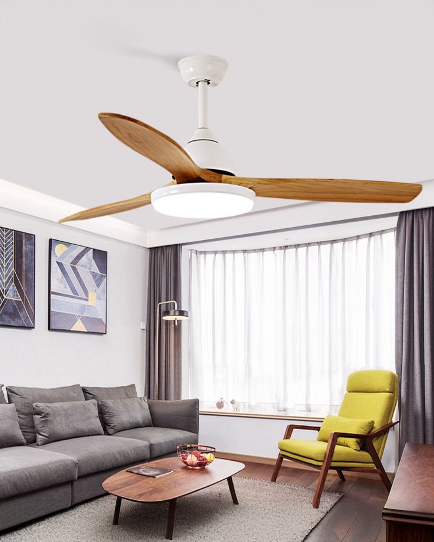 WOMO 3 Wood Blade Ceiling Fan Lamp - WM5242