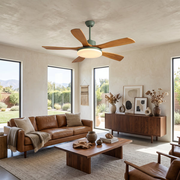 WOMO Scandi Reversible Ceiling Fan With Dimmable Light By Remote-WM5002