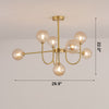 WOMO Glass Globe Brass Arm Chandelier-WM2255 thumbnail