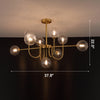 WOMO Glass Globe Brass Arm Chandelier-WM2255 thumbnail