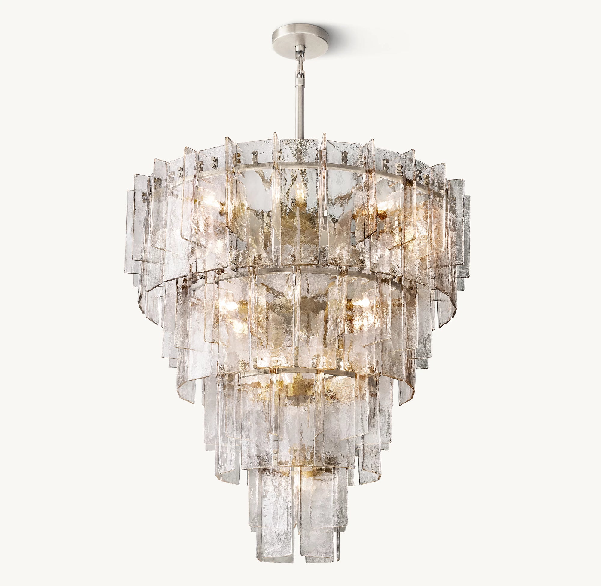 WOMO Clear Hammered Glass Tiered Chandelier - Lattice