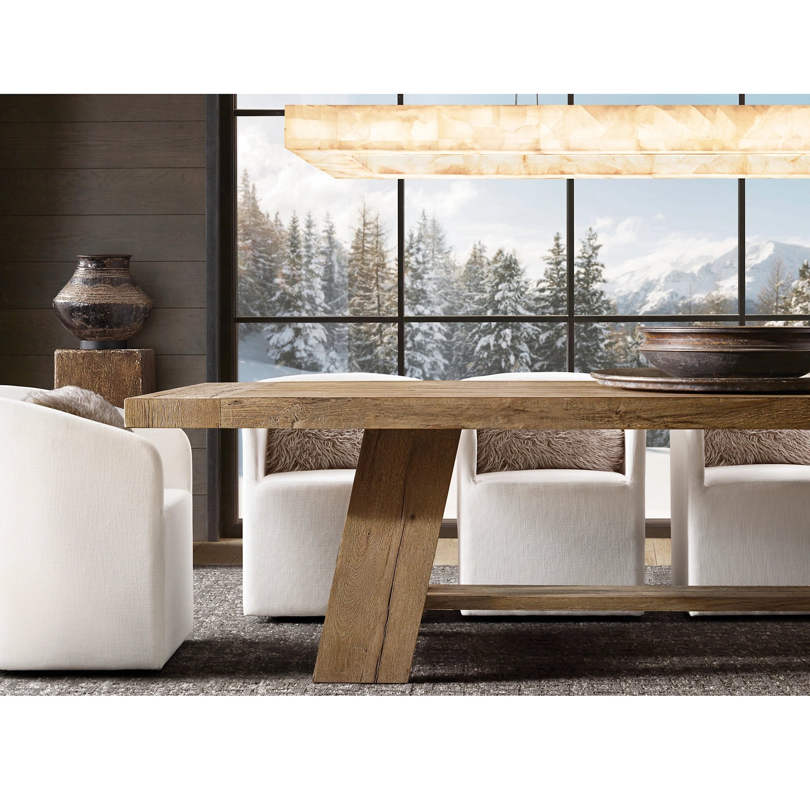 WOMO Lueur Rectangular Alabaster Chandelier - Rivage