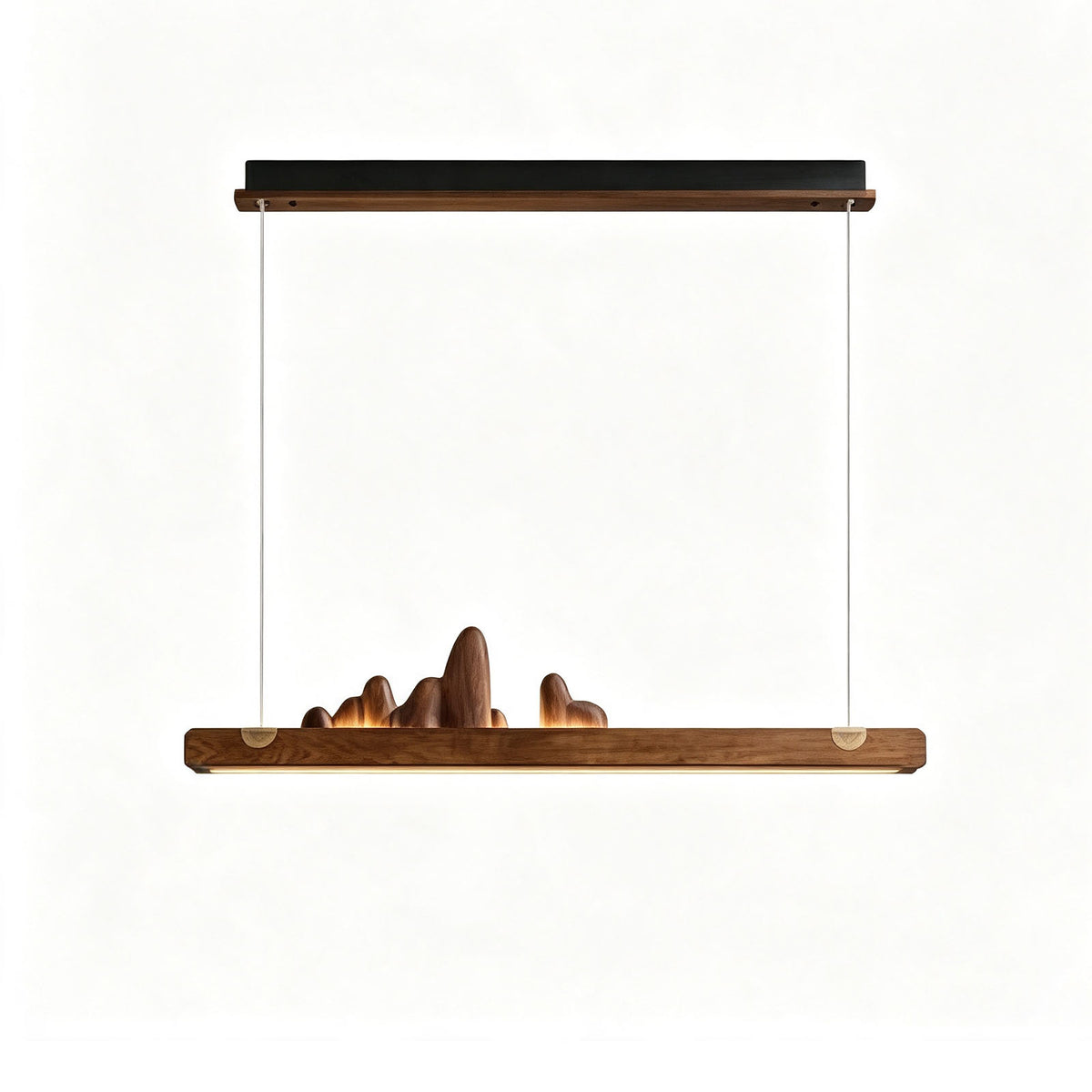 WOMO Rock‑Inspired Wooden Linear Pendant Light-WM3246