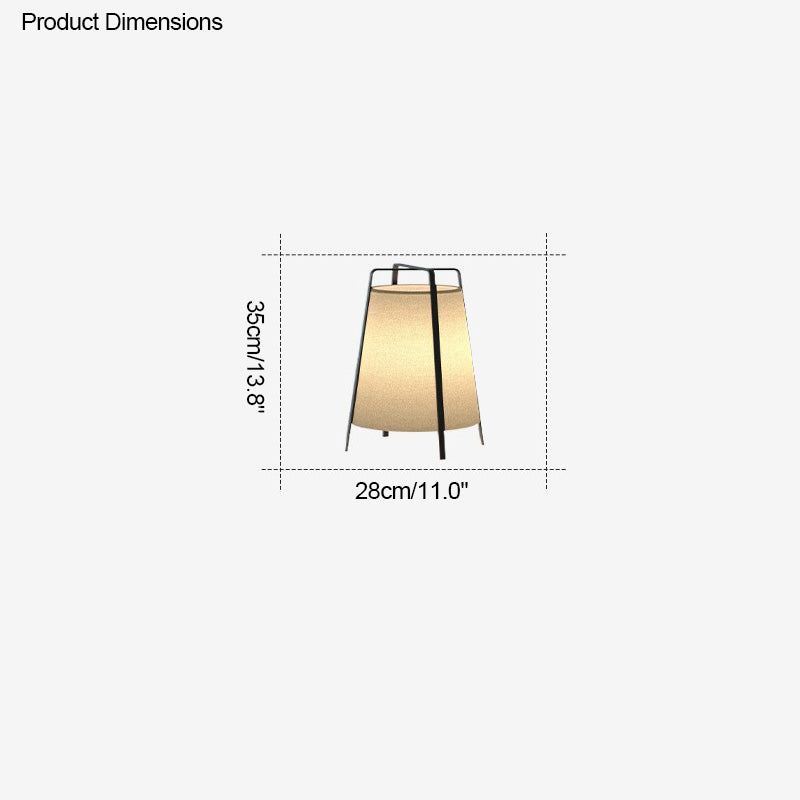 Dimension diagram of the small short lantern floor lamp, 28 cm wide by 35 cm high.