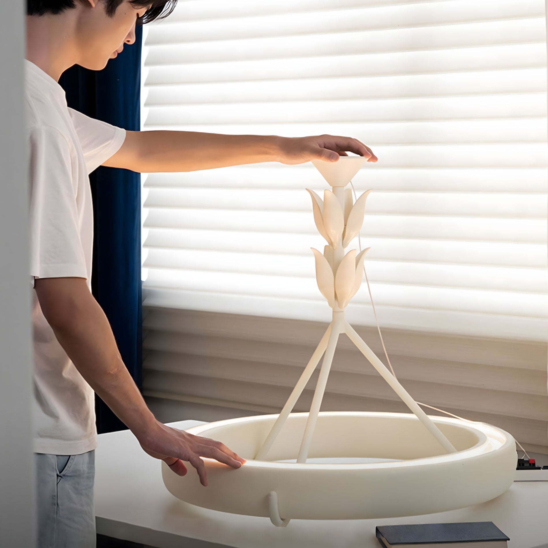 WOMO Mid Century Modern Plaster Round Chandelier-WM3216