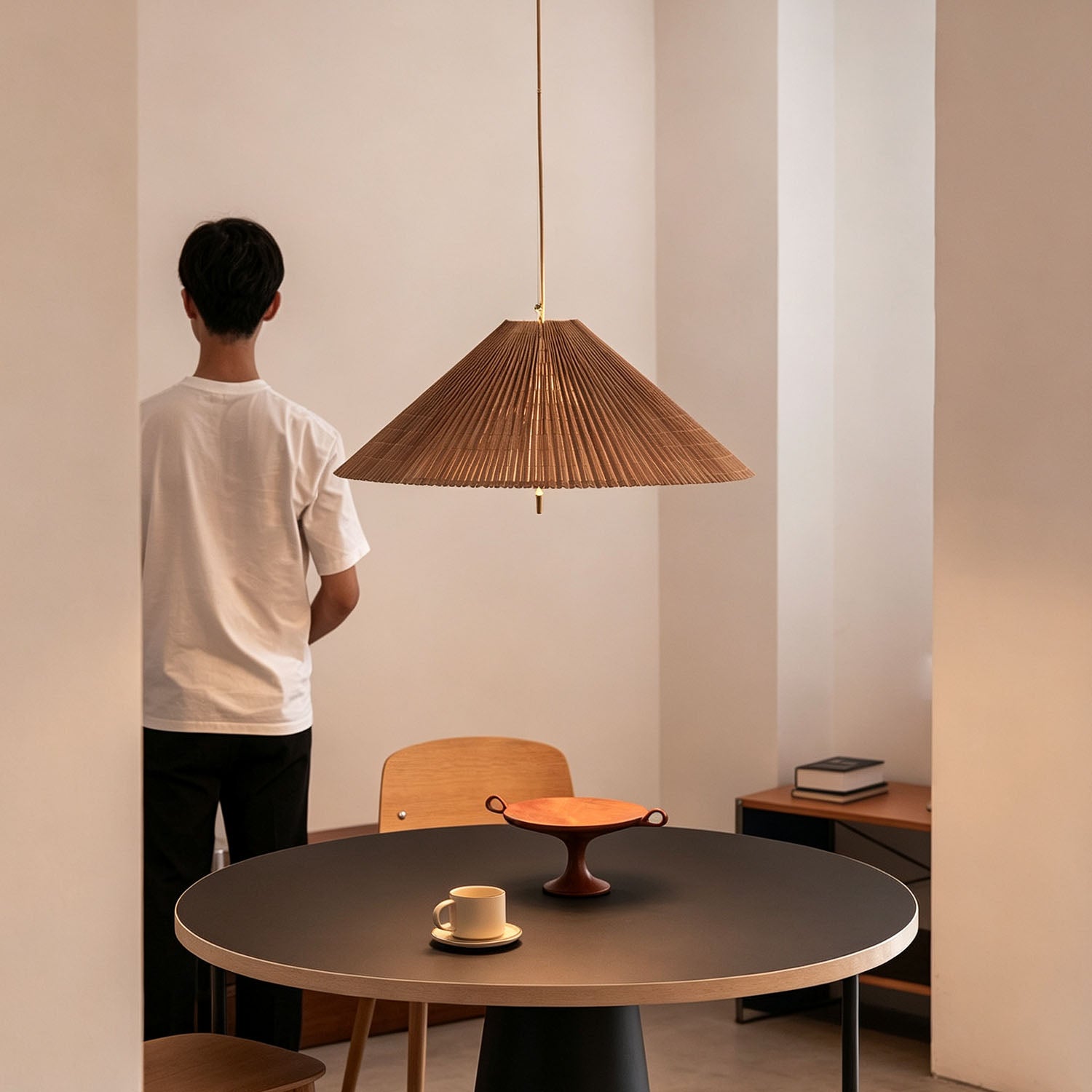 WOMO Mid Century Modern Bamboo Cone Chandelier-WM3220