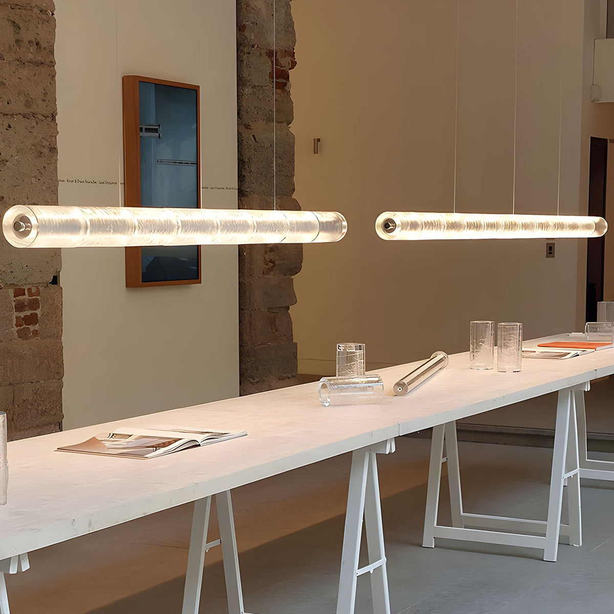 WOMO Minimalist Glass Linear Chandelier-WM3222