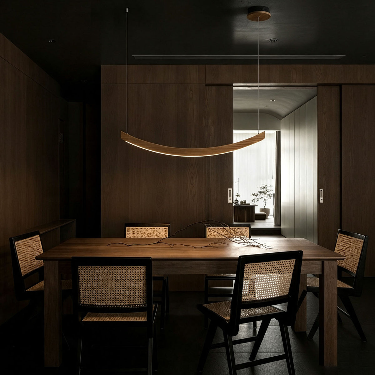 WOMO Scandi Curved Wooden Pendant Light-WM3245