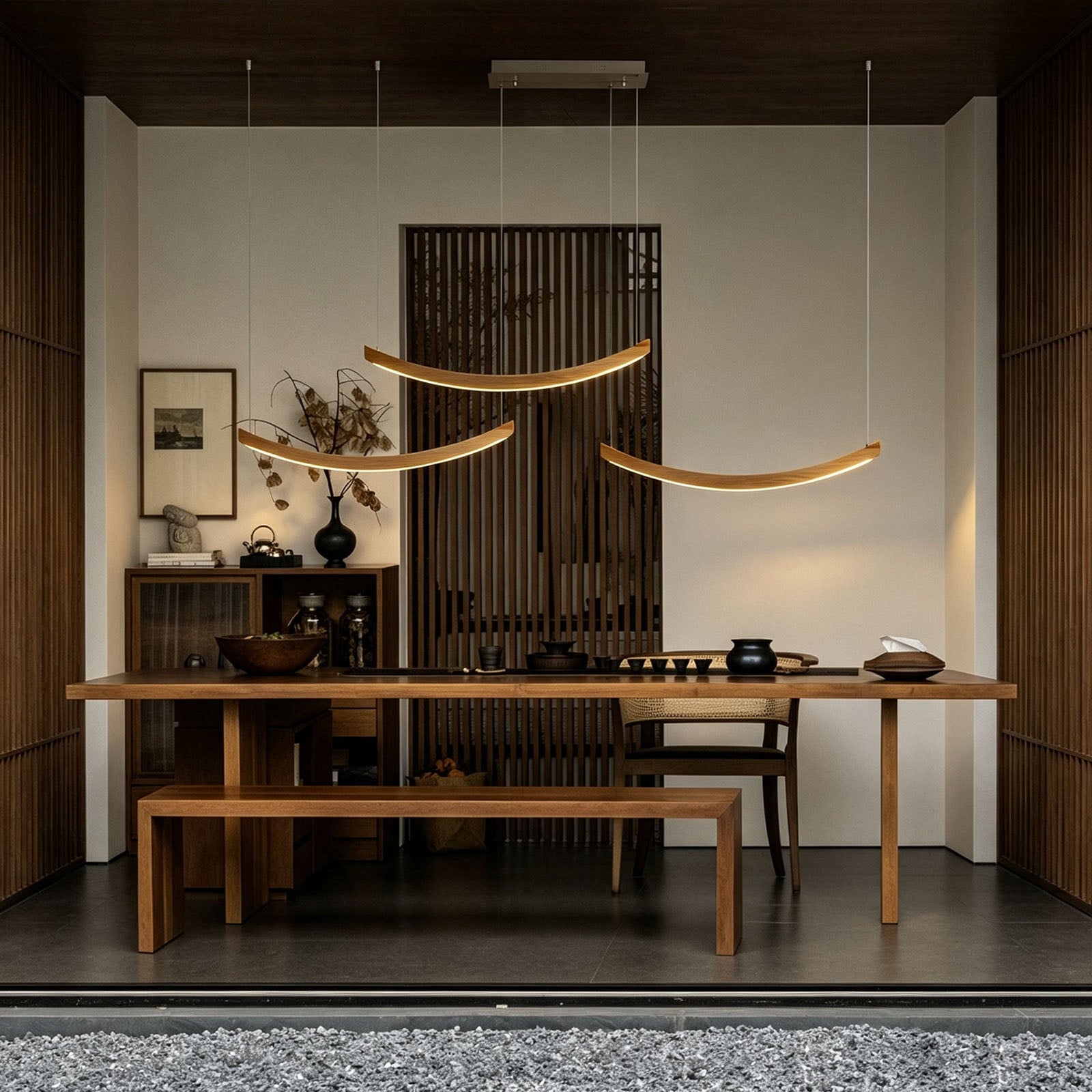 WOMO Scandi Curved Wooden Pendant Light-WM3245