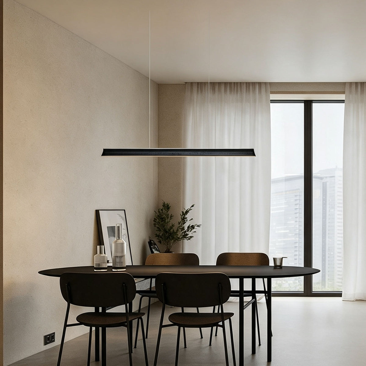 WOMO Minimalist Wooden LED Linear Pendant Light-WM3248