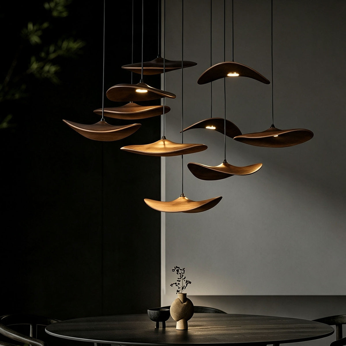 WOMO Wooden Leaf Pendant Light-WM3257