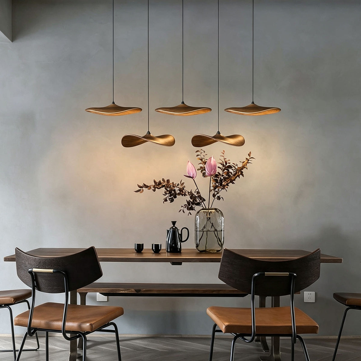 WOMO Wooden Leaf Pendant Light-WM3257