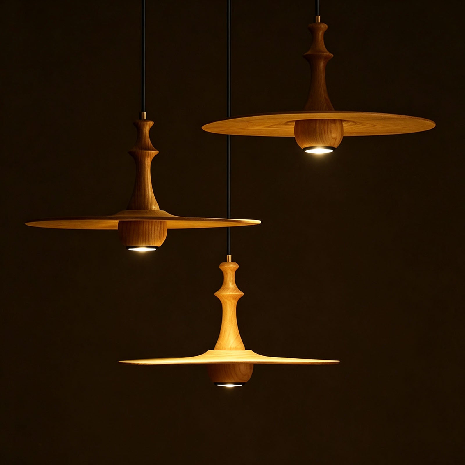 WOMO Wood Flying Saucer Chandelier-WM3259