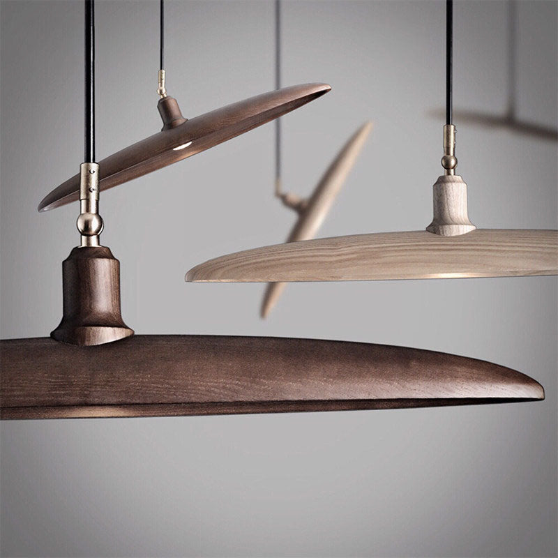 WOMO Adjustable Disc‑Shaped Wood Chandelier-WM3272