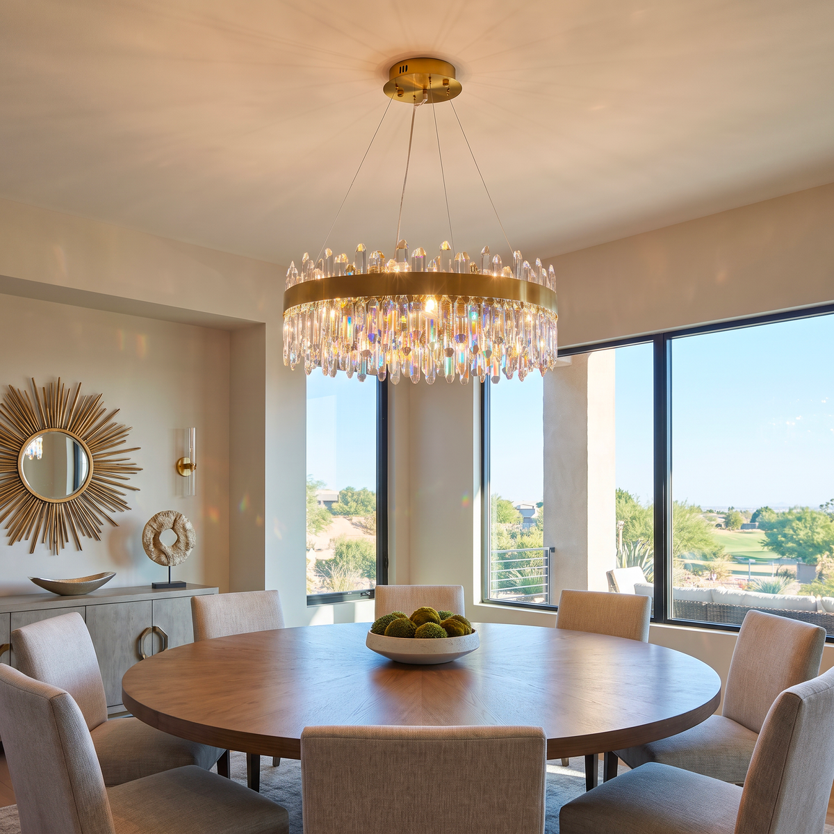 WOMO Gold Crystal Round Chandelier-WM2339a