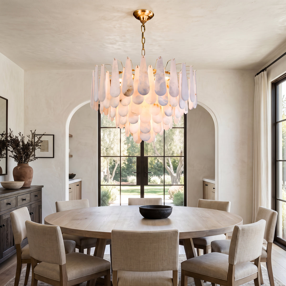 WOMO Tiered Raindrop Alabaster Chandelier-WM2395