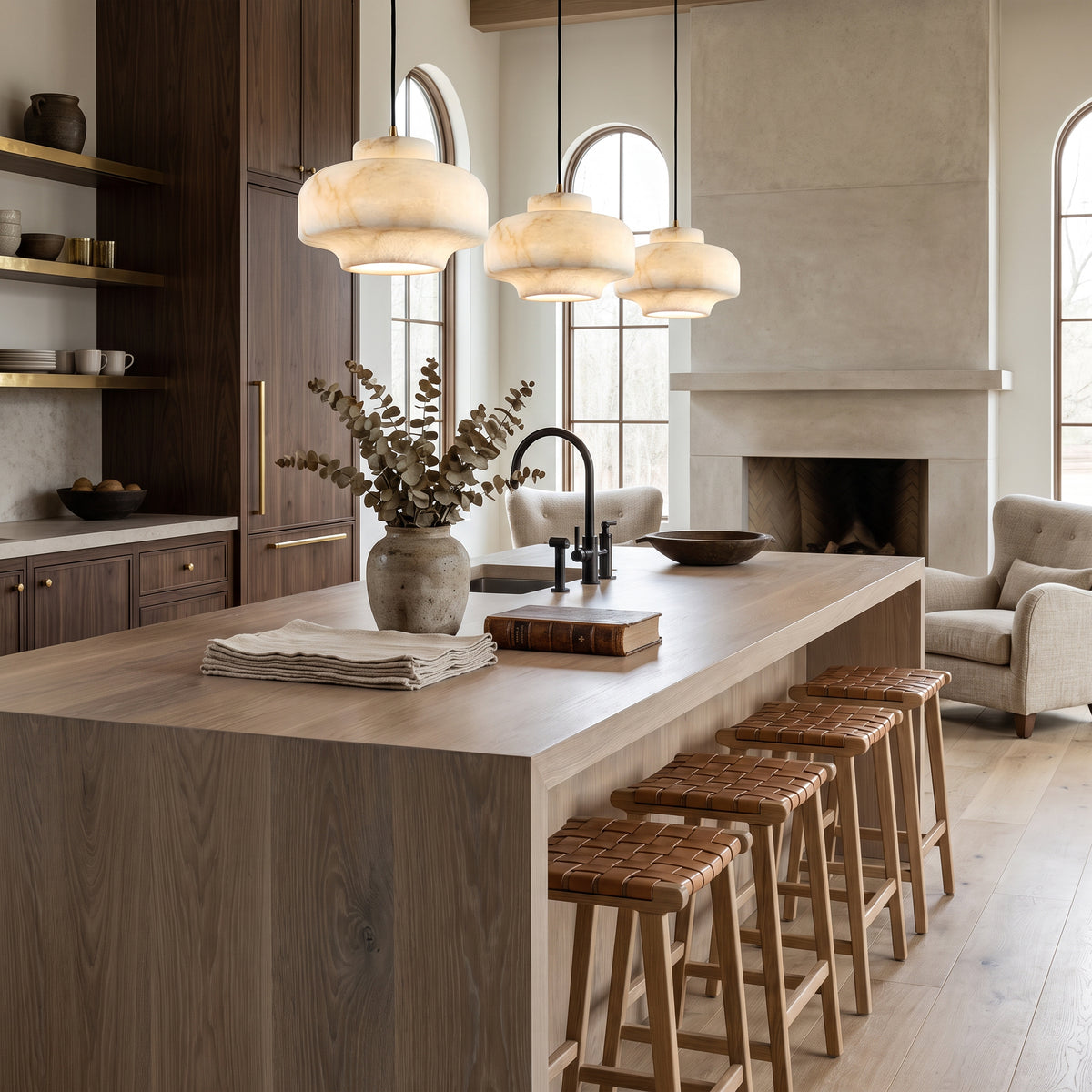 WOMO Drum Alabaster Pendant Light-WM2841