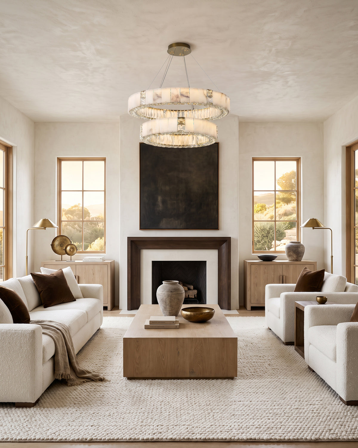 WOMO Alabaster Circular Led Chandelier-WM3056