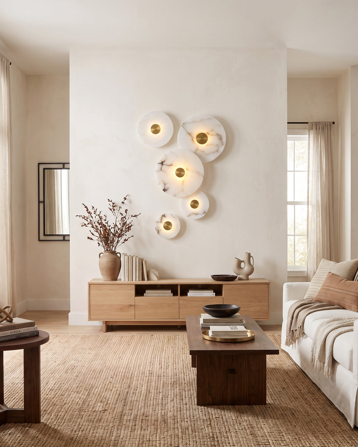 WOMO Art Deco Disc Alabaster Wall Sconce-WM6128