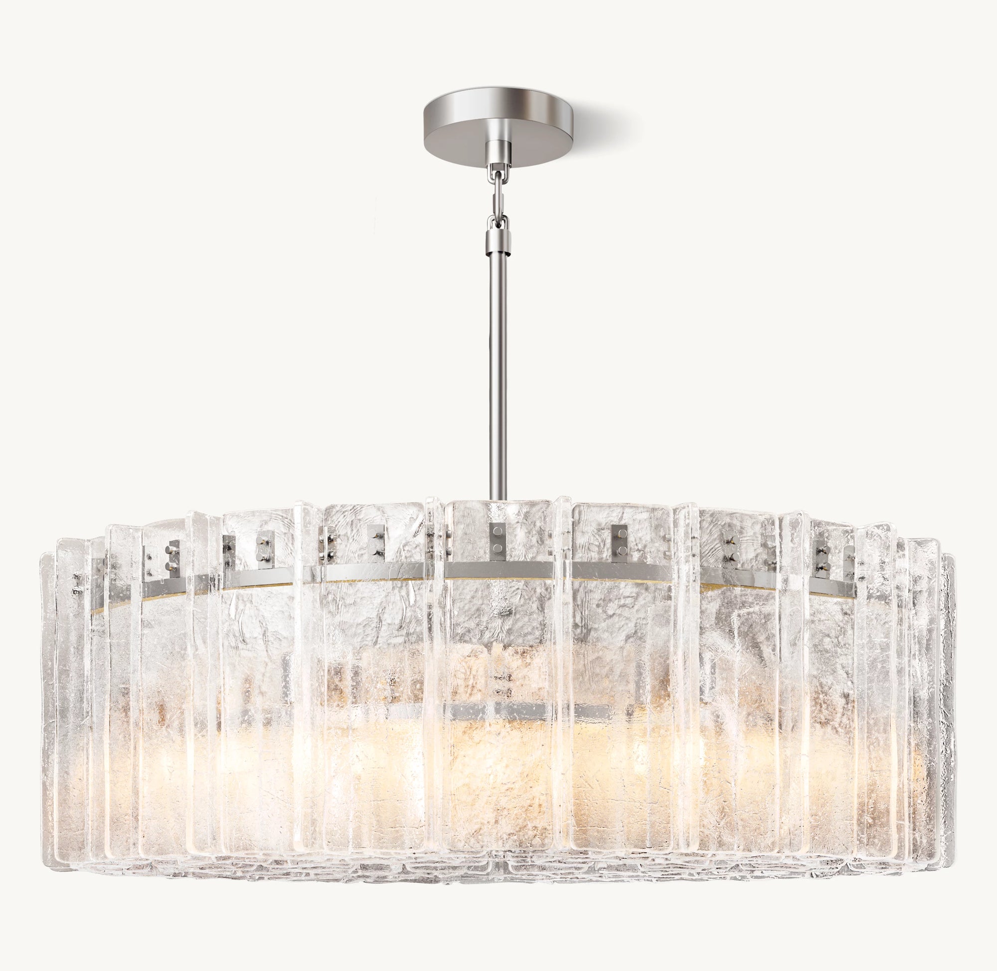 WOMO Clear Hammered Glass Round Chandelier - Lattice