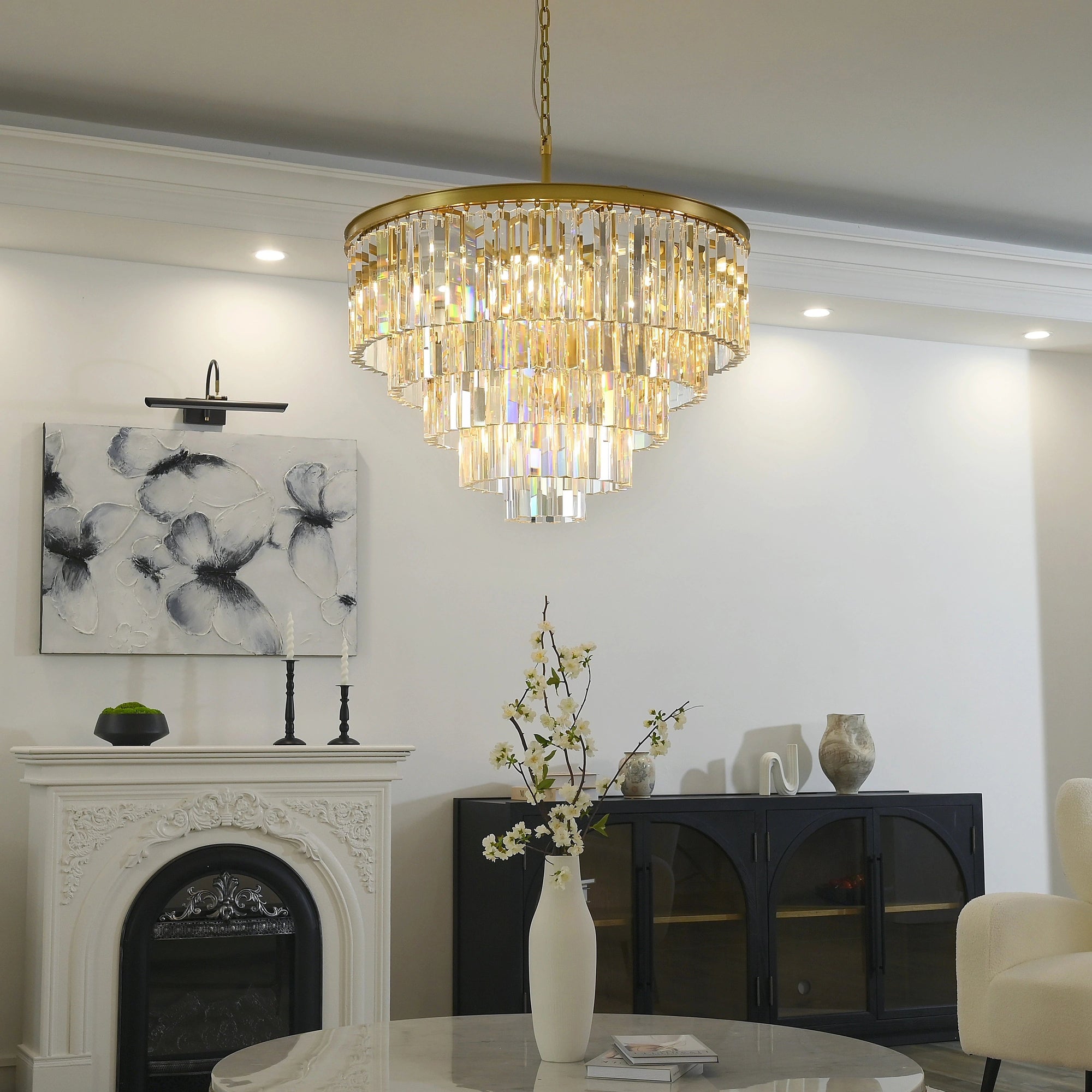 WOMO Crystal Prism Tiered Chandelier - Odeon
