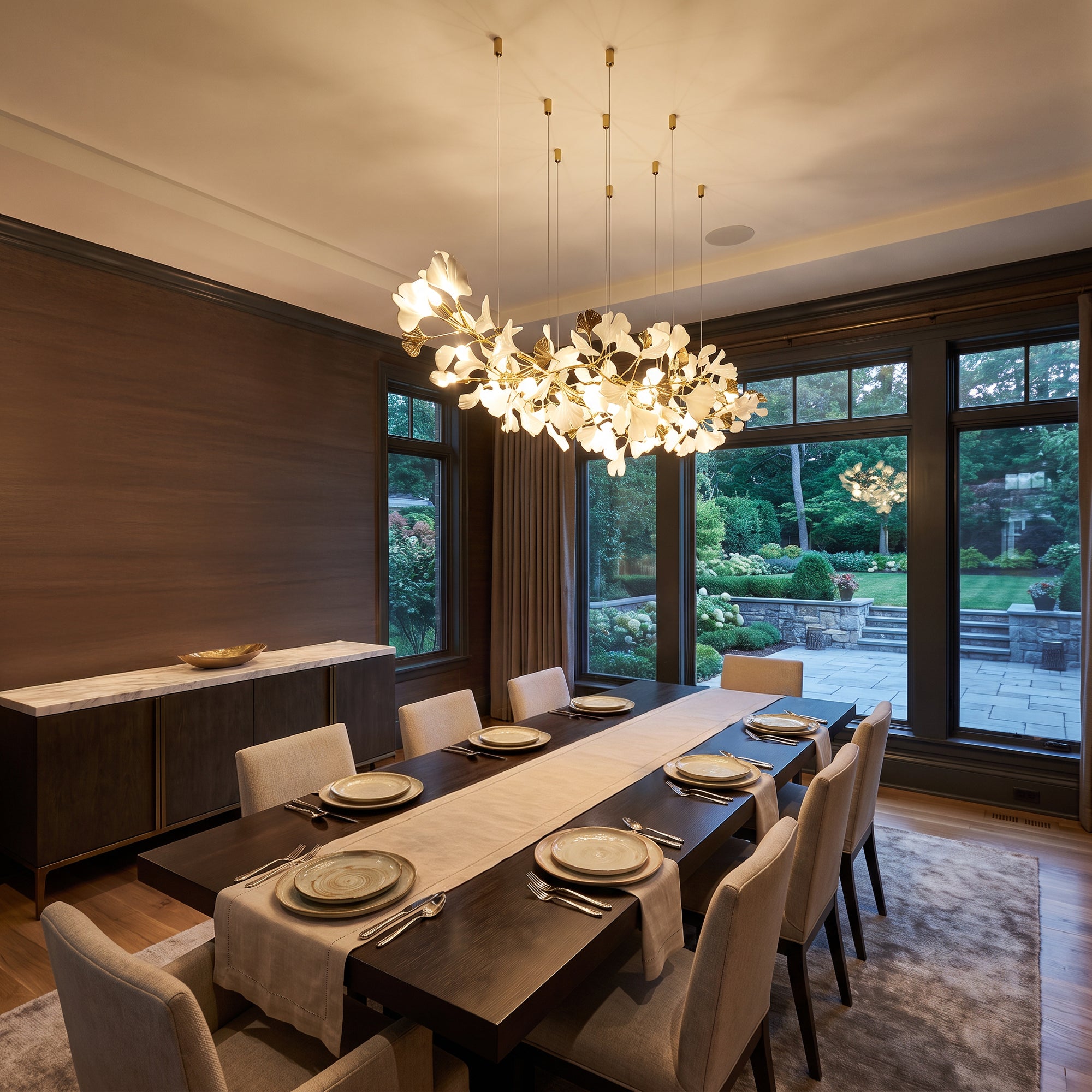 WOMO Gingko Long Linear Chandelier-WM2426