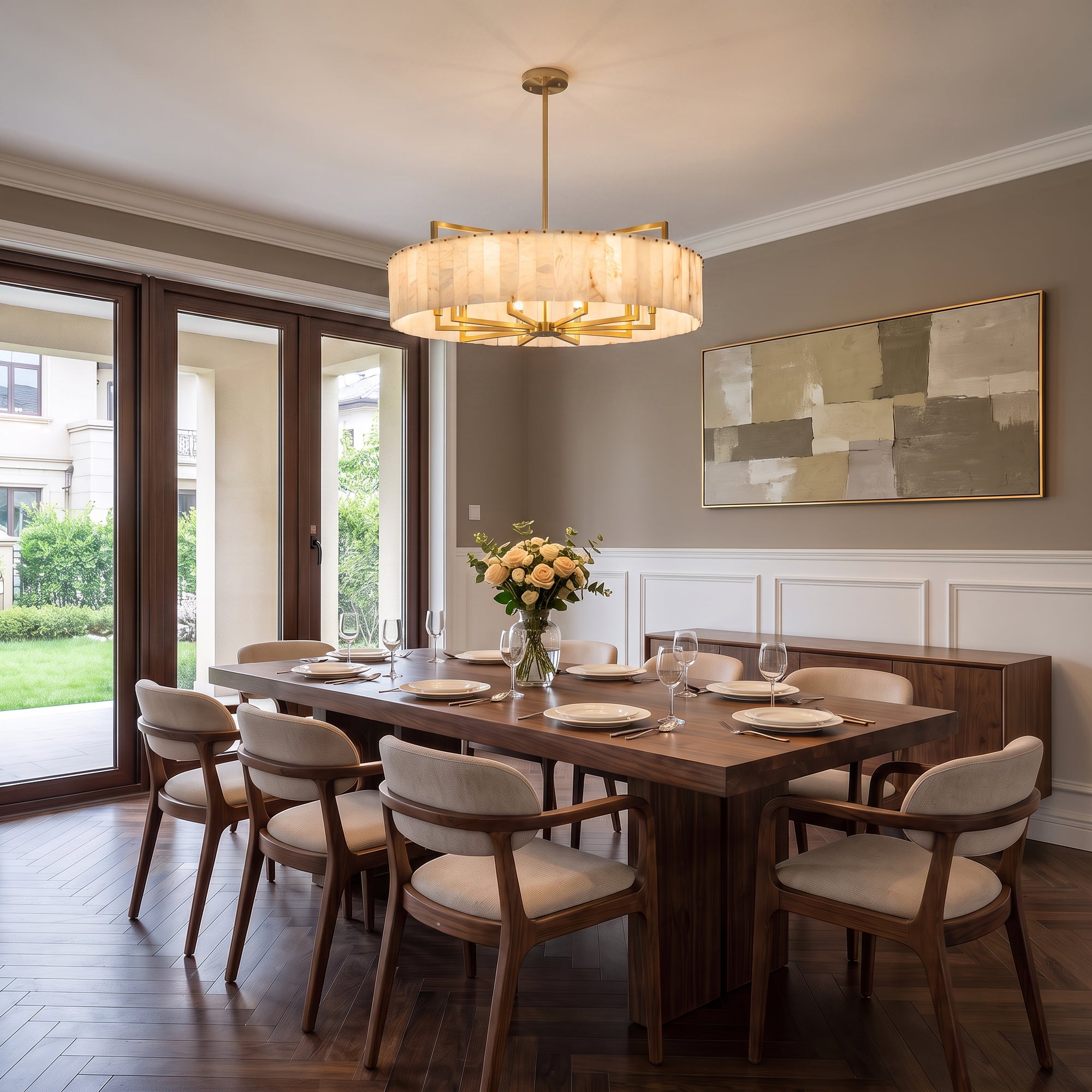 WOMO Round Alabaster Chandelier-WM2390a