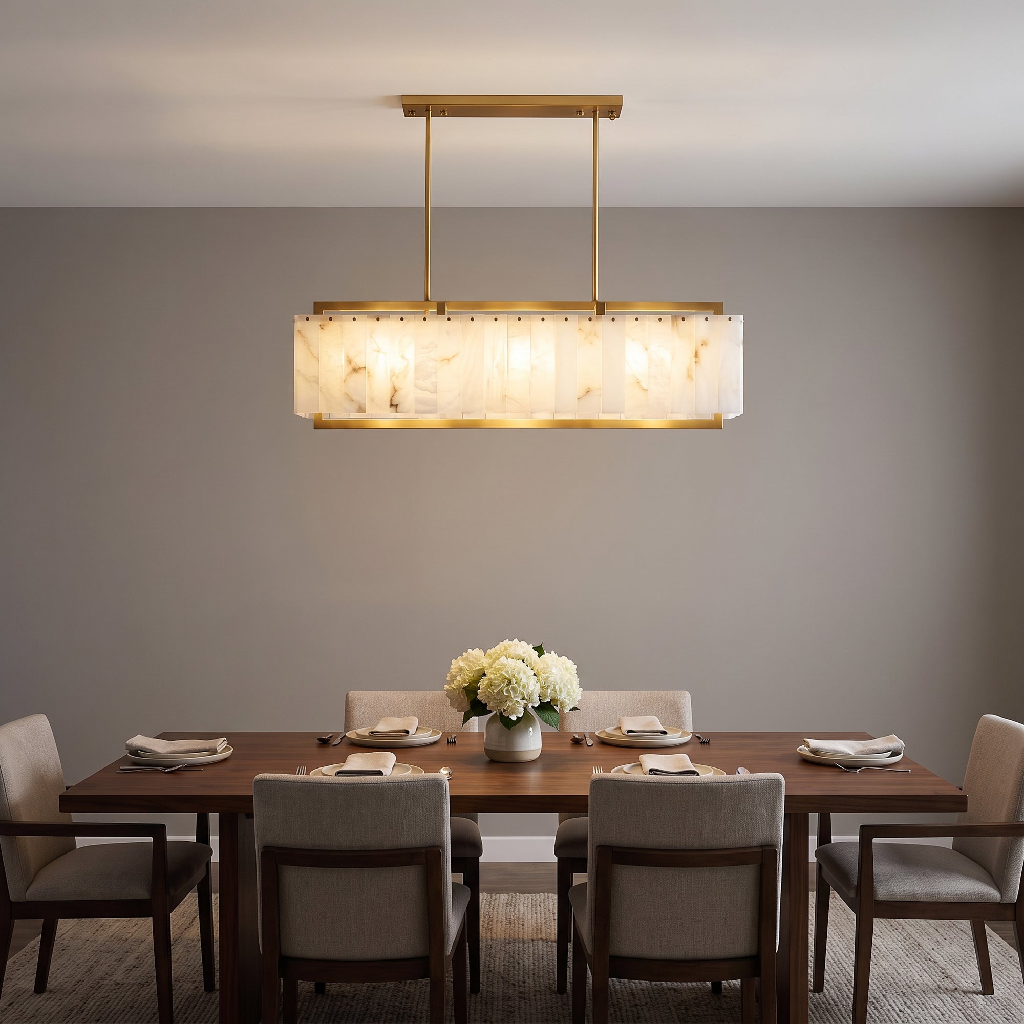 WOMO Rectangular Alabaster Chandelier-WM2390b