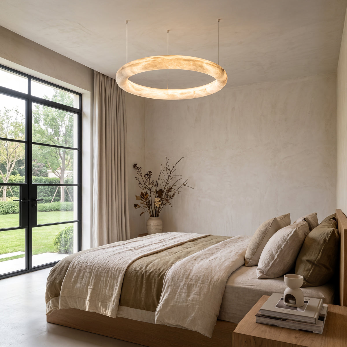 WOMO Alabaster Circle LED Chandelier-WM2873