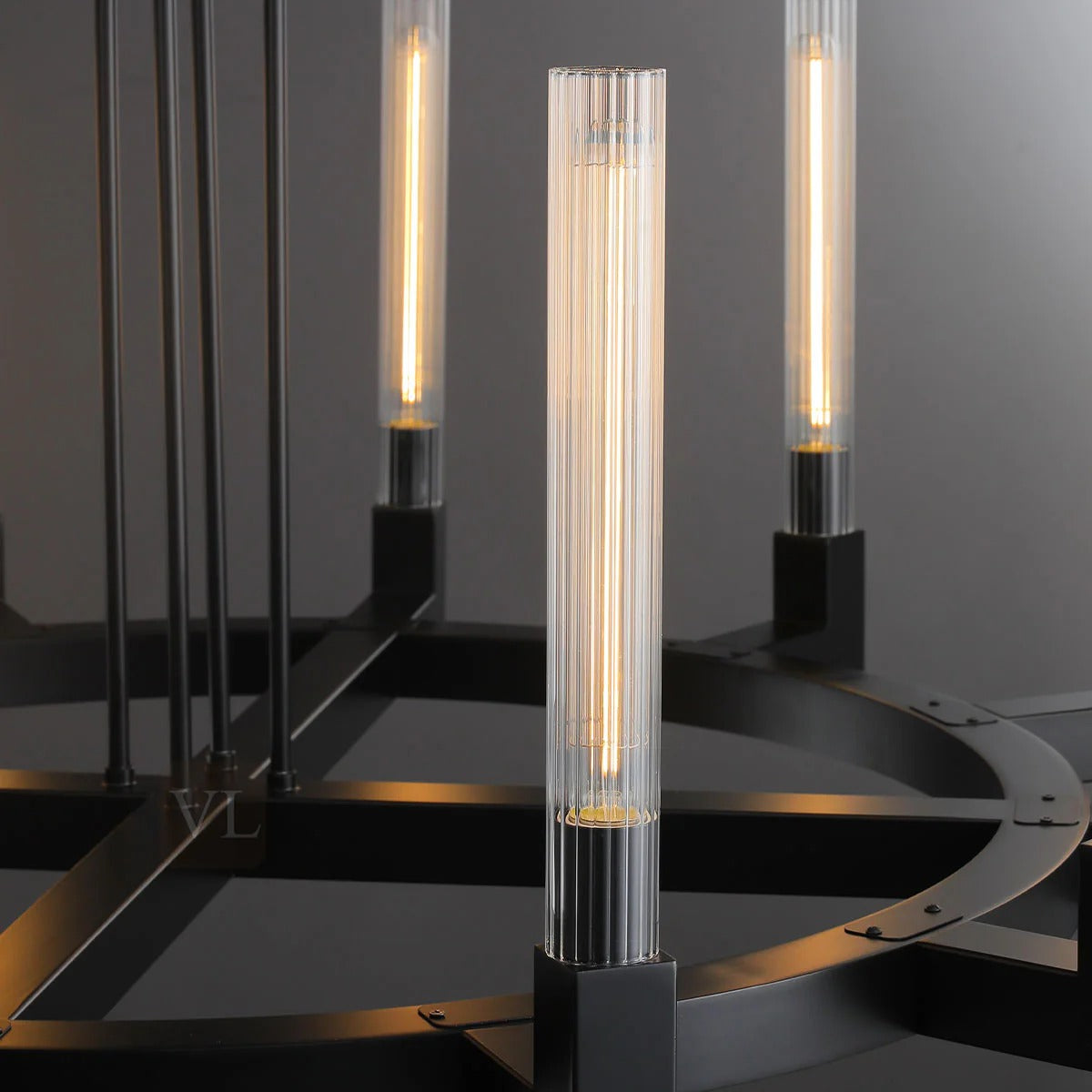 WOMO Fluted-Glass Candlestick Round Chandelier - Cannele
