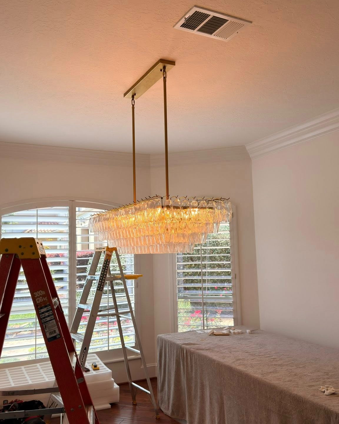 WOMO Clear Murano Glass Tiered Rectangular Chandelier - Chiara