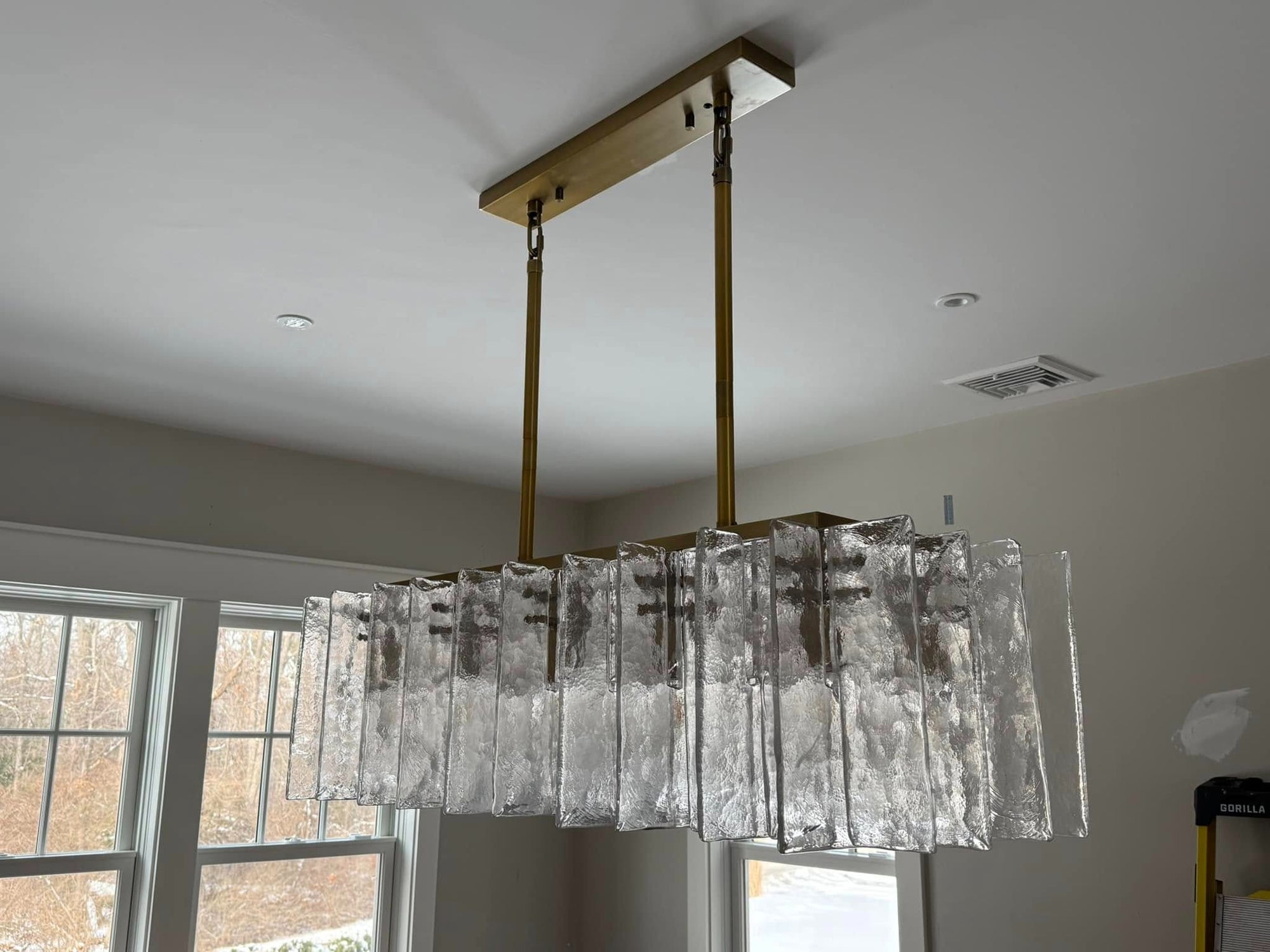 WOMO Clear Hammered Glass Rectangular Chandelier - Lattice