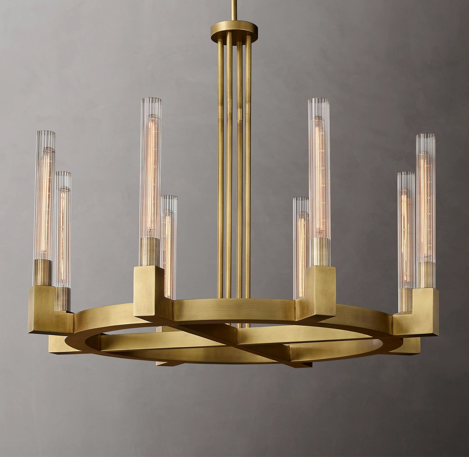 WOMO Fluted-Glass Candlestick Round Chandelier - Cannele