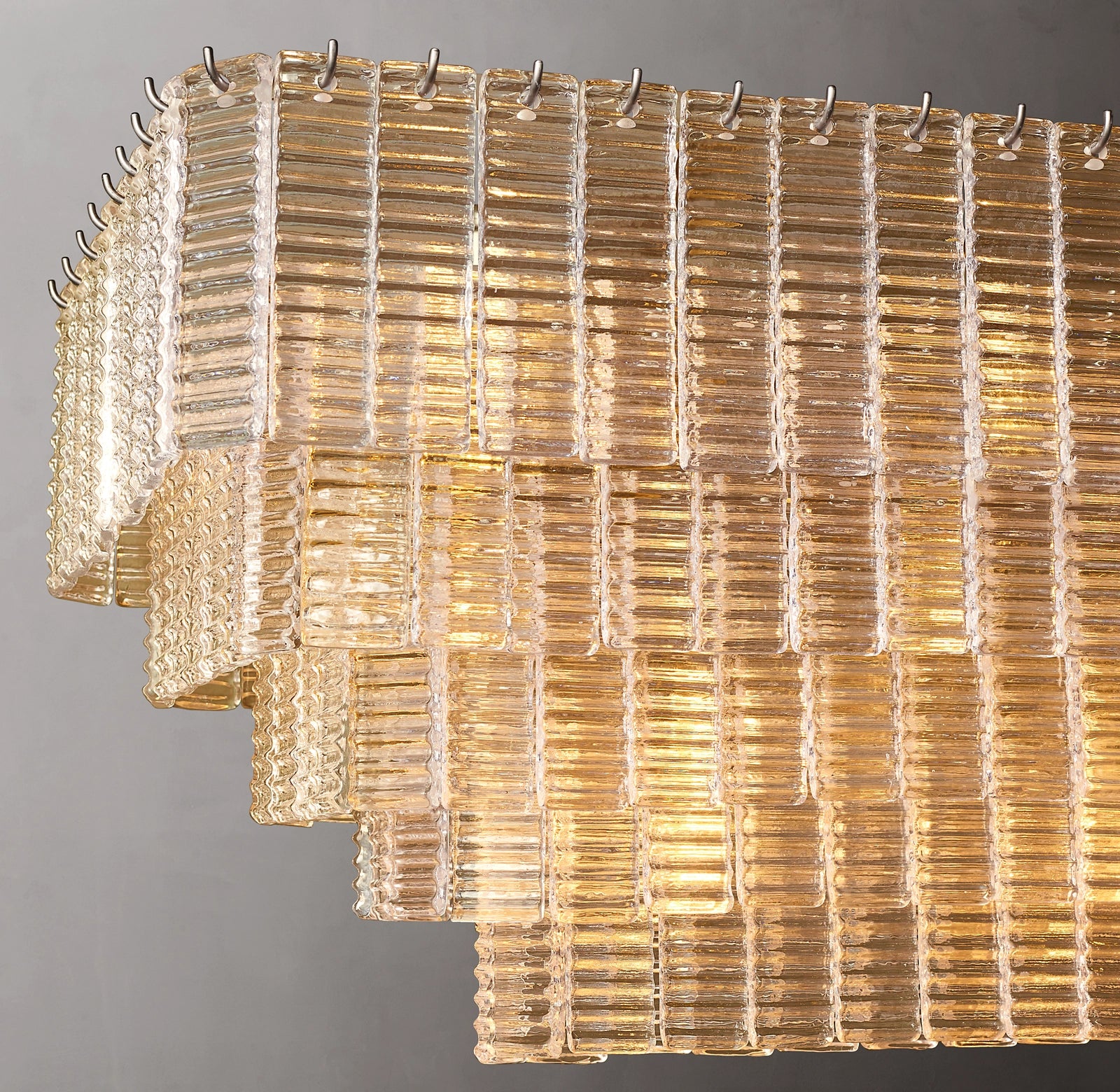 WOMO Ribbed Glass Rectangular Chandelier - Sirene