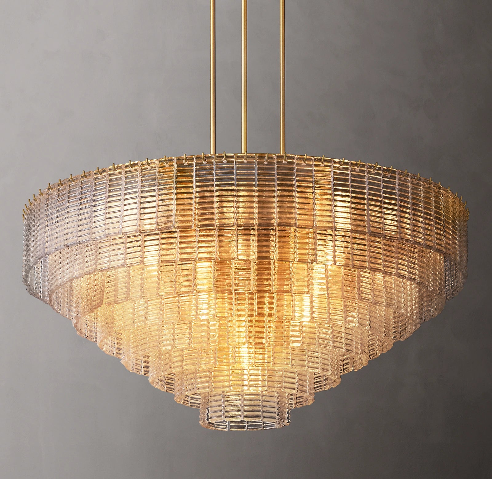 WOMO Ribbed Clear Glass Tiered Chandelier - Sirene