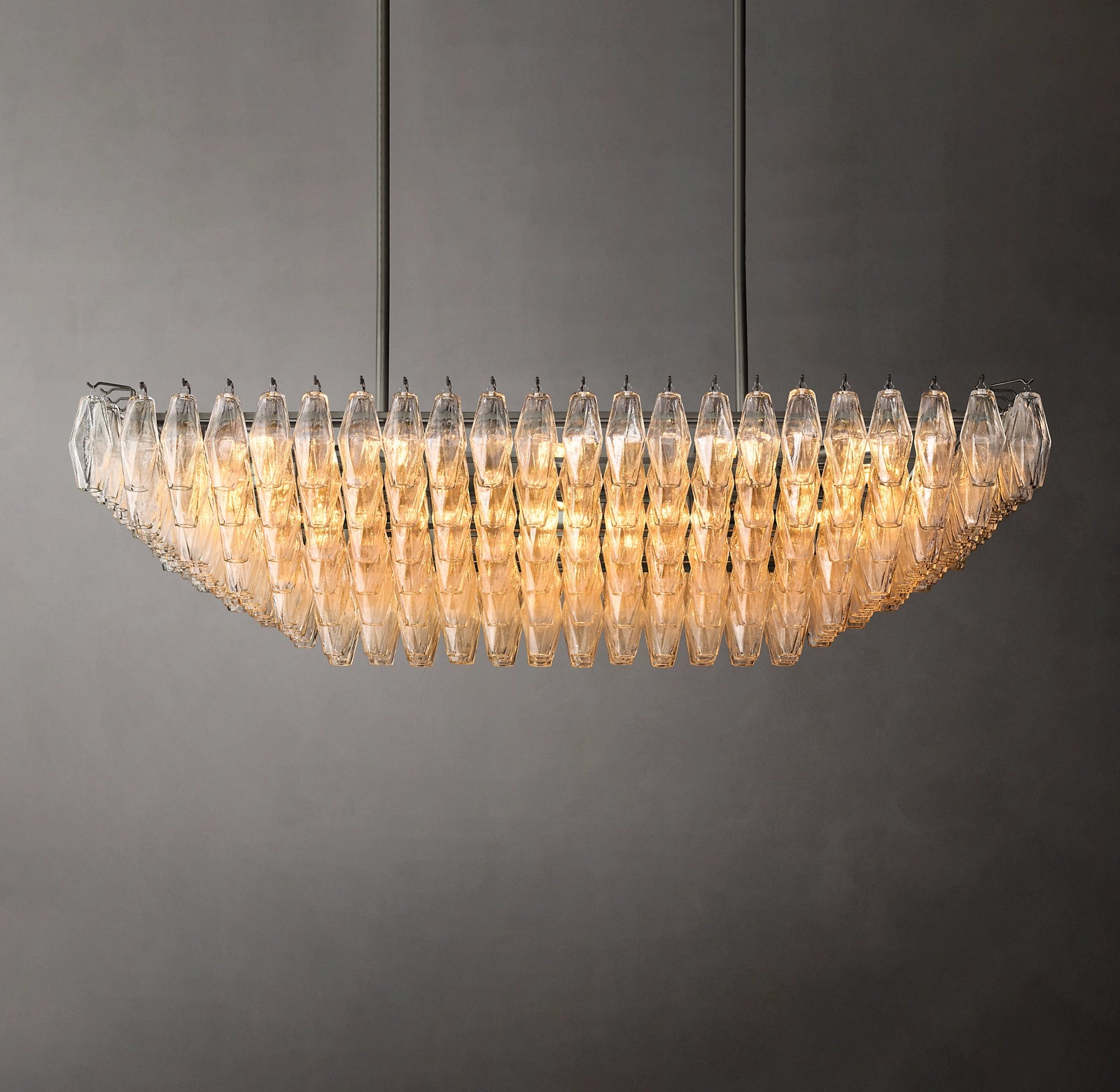 WOMO Clear Murano Glass Tiered Rectangular Chandelier - Chiara