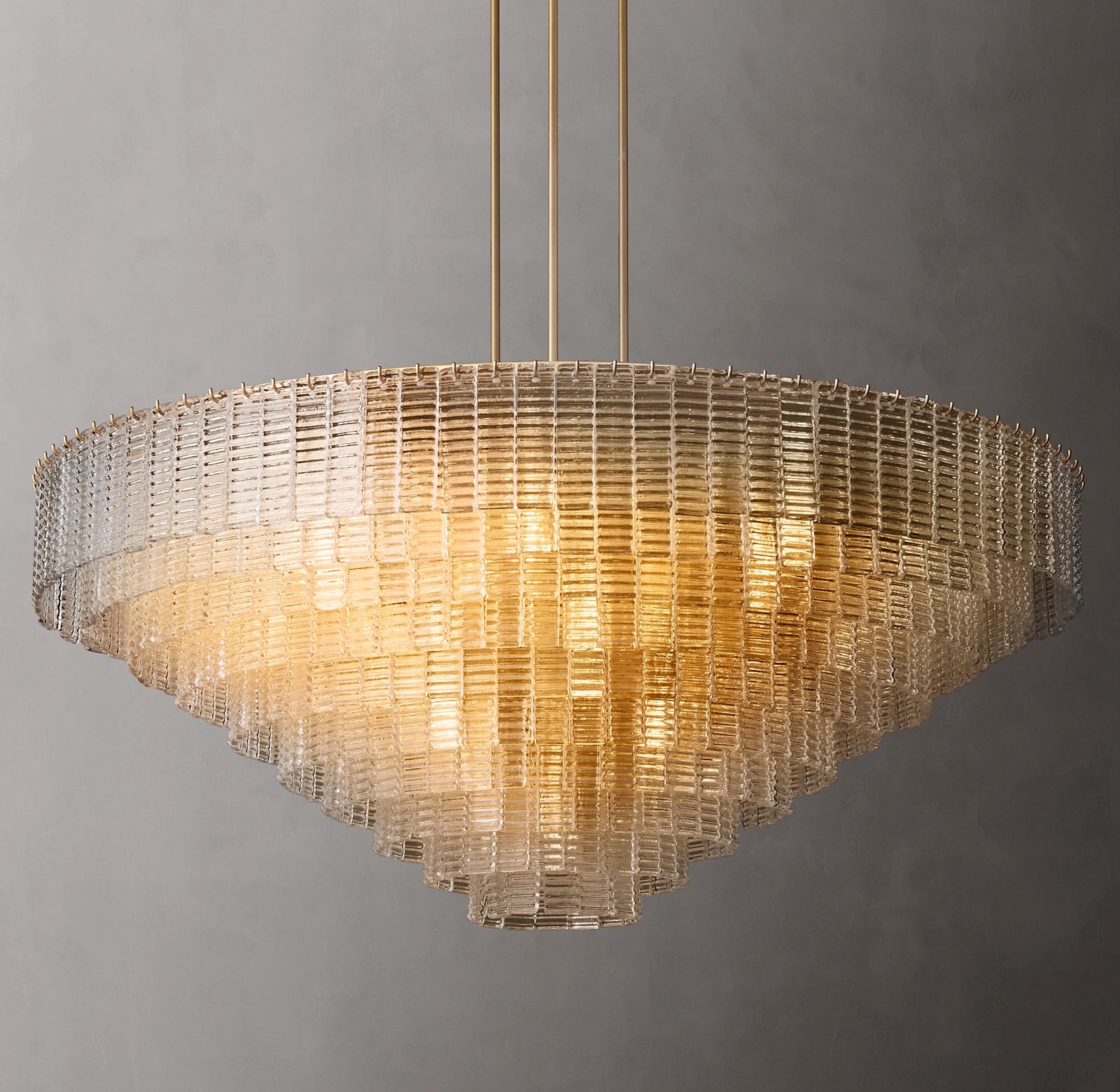 WOMO Ribbed Clear Glass Tiered Chandelier - Sirene