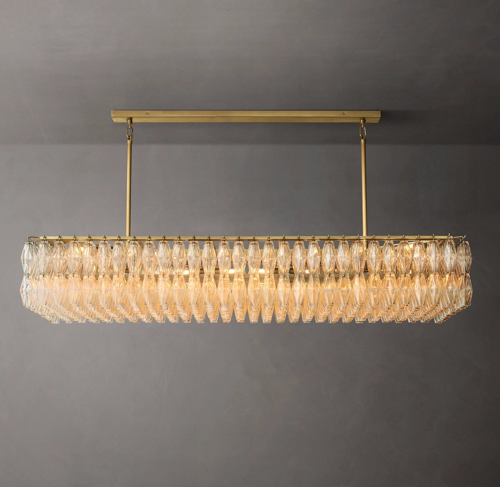 WOMO Clear Murano Glass Rectangular Chandelier - Chiara