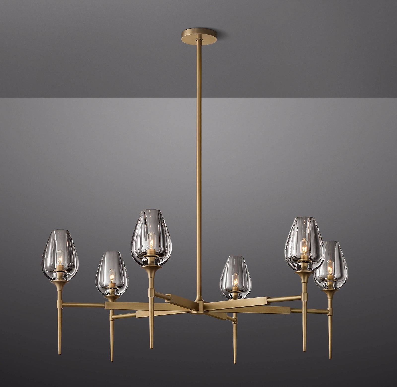 WOMO 27 Inch Torchiere Crystal Arm Chandelier - Tulip
