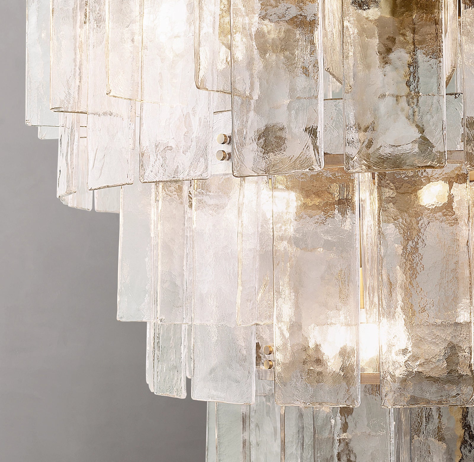WOMO Clear Hammered Glass Tiered Chandelier - Lattice