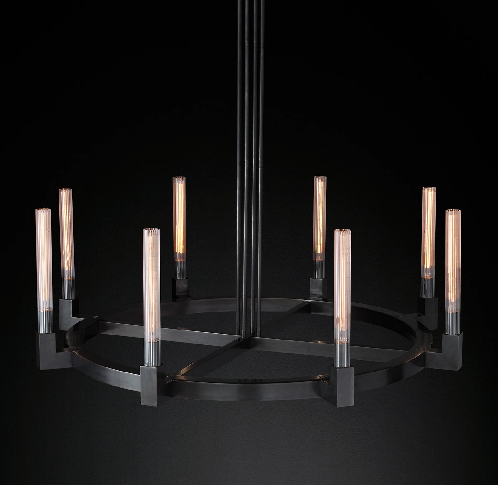 WOMO Fluted-Glass Candlestick Round Chandelier - Cannele